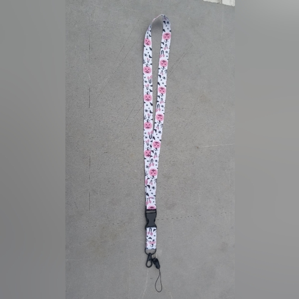 🆓 Free W/Purchase, Pastel Goth Pink Pumpkin Bats ID Lanyard NWT
